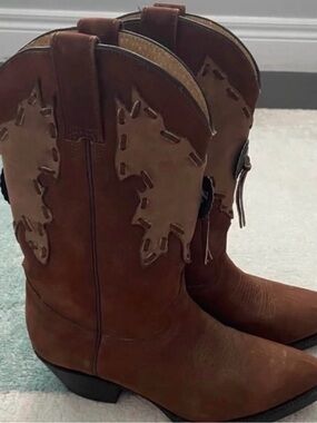Brown Suede Western Cowboy Boots